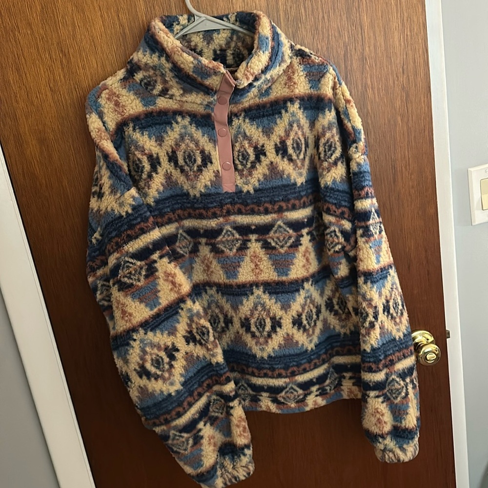 Sherpa quarter button pullover jacket
